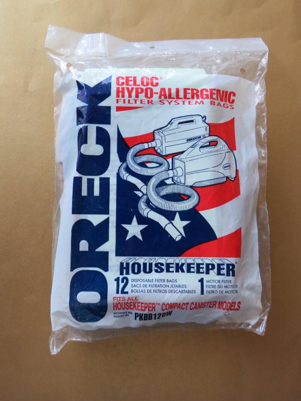 Oreck Set of 12 Disposable Filer Vacuum Bags Model PKBB12DW Housekeeper Canister